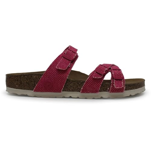 BIRKENSTOCK Unisex Franca Rivet Logo Textile Vegan Canvas Fuchsia Tulip Sandalen 39 EU von BIRKENSTOCK