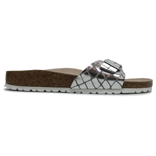 BIRKENSTOCK Unisex Madrid BS Synthetic Gator Gleam Silver Sandalen 37 EU von BIRKENSTOCK