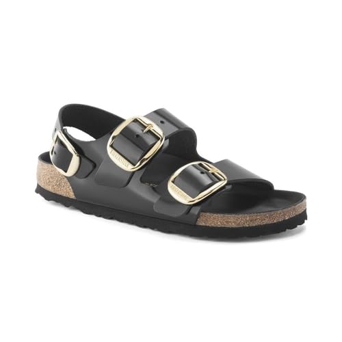 BIRKENSTOCK Unisex Milano Big Buckle Natural Leather High Shine Black Sandalen 37 EU von Birkenstock