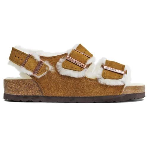 Birkenstock Unisex Milano Shearling Suede Leather Mink Sandalen 38 EU von Birkenstock