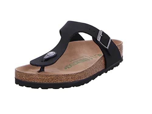 Birkenstock Gizeh Zehentrenner Birko-Flor Birkibuc Earthy Vegan Normalweite schwarz von BIRKENSTOCK