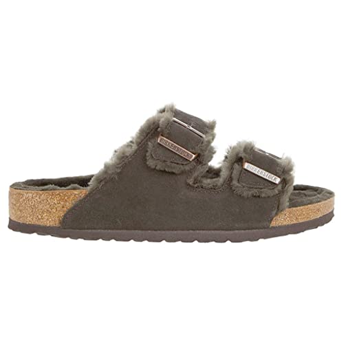 Birkenstock Arizona Damen Sandale mit Lammfellfutter, normale Breite, Mokka, Größe 41 R, mokka, 41.5 EU von BIRKENSTOCK