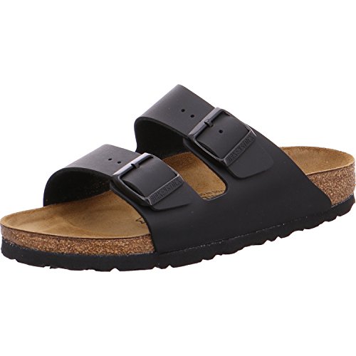 Birkenstock Arizona Damen-Sandalen aus Leder, offene Zehenpartie, leger, Schwarz, Birko-Flor von BIRKENSTOCK