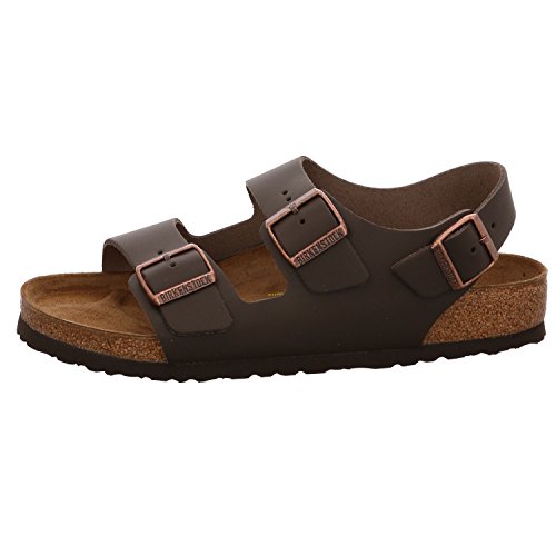 Birkenstock Classic MILANO BF Unisex-Erwachsene Naturleder Knöchelriemchen Sandalen, Braun (DUNKELBRAUN), 37 EU von BIRKENSTOCK