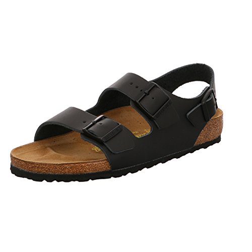 Birkenstock Classic MILANO BF Unisex-Erwachsene Naturleder Knöchelriemchen Sandalen, Schwarz (SCHWARZ), 38 EU von BIRKENSTOCK