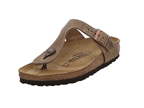 Birkenstock Classic Unisex-Erwachsene Gizeh Leder Sandalen, Braun (Tabacco Brown) von BIRKENSTOCK