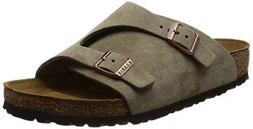 Birkenstock Classic Unisex-Erwachsene Zürich Leder Pantoletten, Grau (Taupe) von BIRKENSTOCK