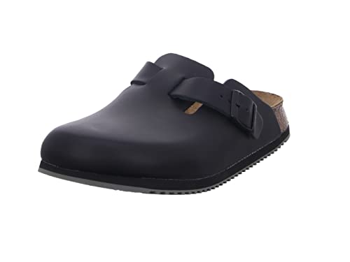 BIRKENSTOCK Clog Boston Super Grip, Naturleder, schwarz, Weite schmal, Größe 43 060196-43 (Damen-/Herren-Clog Sandale Sandalette Pantoffel Pantolette Latsche Halbschuh Ristriemen Clogs Clogen) von BIRKENSTOCK