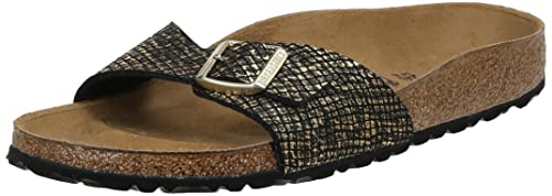 Birkenstock Damen Madrid Sandale, Shiny Python Black 1018666, 41 EU Schmal von BIRKENSTOCK