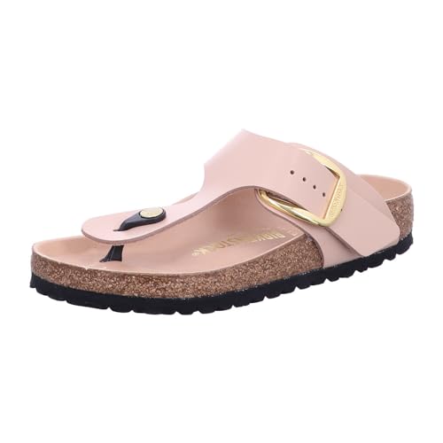 Birkenstock Gizeh Big Buckle Damen-Sandalen, Flip-Flops, Obermaterial aus Leder, Metallschnalle, Lederinnensohle, EVA-Sohle, Farbe New Beige, New Beige, 39 EU von BIRKENSTOCK