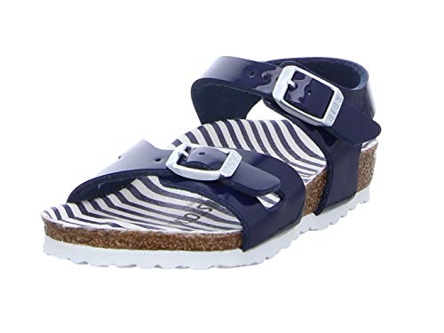 Birkenstock Mädchen Rio Birko-Flor Vernis Sandale, Nautical Stripes Navy Blau von Birkenstock