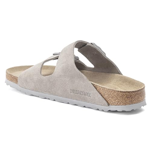 Birkenstock Men's Arizona Soft Footbed Slides, Stone Coin, Grey, 12 Medium US von BIRKENSTOCK