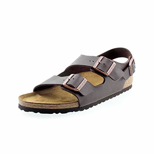 Birkenstock Unisex Milano Birko-Flor Knöchelriemchen, Braun (Dunkelbraun), 38 EU Schmal von BIRKENSTOCK