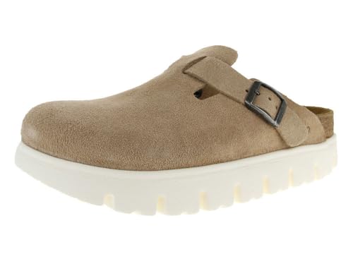 Scarpa donna sabot Birkenstock Boston Pap Chunky in suede warm sand D25BI01 1026176 37 von BIRKENSTOCK