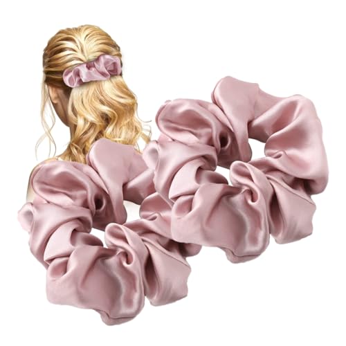 BIRLOZA 2 Stück Neon Haargummi Scrunchies, Elastische Bobbles Große Damen Haargummis Pferdeschwanzhalter Frauen Haarschmuck für Mädchen Damen(Neon Pink) von BIRLOZA