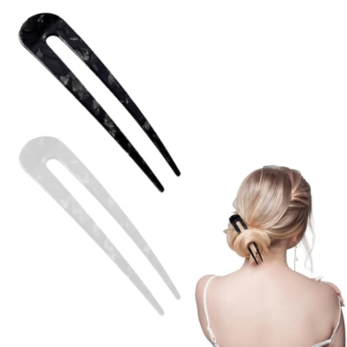 BIRLOZA 2 Stück U förmige Französische Haargabel Retro Haarstäbchen Chinese Retro Hair Sticks Zinken Haarnadel Dutt Haarstäbe Handmade Hair Clips für Damen Mädchen von BIRLOZA