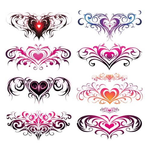 BIRLOZA 8 Blätter Tattoos Aufkleber Wasserdicht Temporäre Fun Tattoo Taille Tattoo Cover Narbe Weibliche Tattoo Wasserdicht Weibliche Bauch Tattoo für Frauen und Mädchen von BIRLOZA
