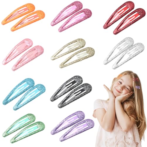 BIRLOZA Glitzer Haar Schnappclips Metall Haarspangen Haarstyling Zubehör für Kleinkinder Kinder Mädchen Frauen (Bunte Glitzer Pailletten) von BIRLOZA