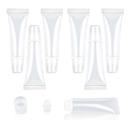 BIRLOZA Leere Tuben Lip Gloss Tubes,6 Stück Transparent Leere Nachfüllbare Kunststoff Weiche Verpackung Tubes Flasche Mini Kosmetische Behälter für Kosmetik Make up Reise Toilettenartikel von BIRLOZA