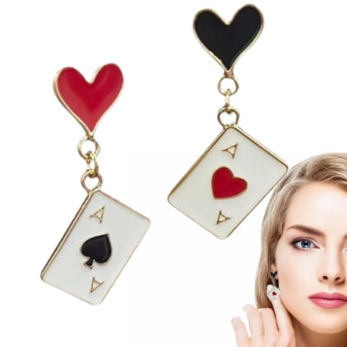 BIRLOZA Poker Ohrringe für Frauen - Vergoldet, Spielkarten Muster, Charms, Herzen, Pik Asse - Mode Ohrhänger, Schmuck - Geschenk für Mädchen, Hochzeit, Geburtstag, Weihnachten, Muttertag von BIRLOZA