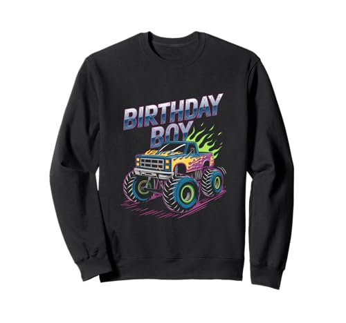 Birthday Boy Monster Truck Mit Flammen Großer Räder Kinder Sweatshirt Birthday Boy Monster Truck Mit Flammen Großer Räder Kinder Sweatshirt von BIRTHDAY BOY Monster Truck Party Spaß