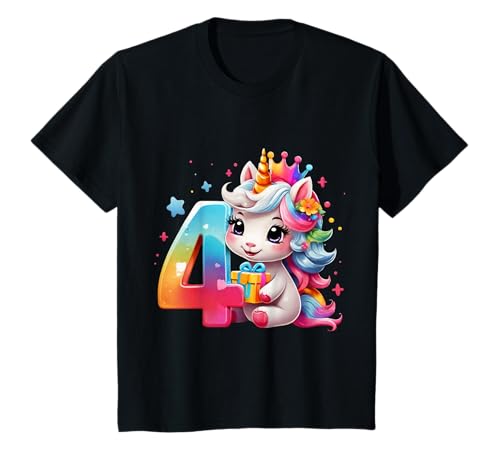 BIRTHDAY GIRL UNICORN DESIGNS Kinder Einhorn T-Shirt Schwarz 4 Jahre Mädchen V-Ausschnitt 4. Geburtstag Party Outfit Einhorn Fans EU 128 BIRTHDAY GIRL UNICORN DESIGNS Kinder Einhorn T-Shirt Schwarz 4 Jahre Mädchen V-Ausschnitt 4. Geburtstag Party Outfit Einhorn Fans EU 128 von BIRTHDAY GIRL UNICORN DESIGNS