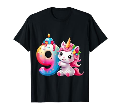 NUMMER 9 JAHRE MÄDCHEN EINHORN 9. GEBURTSTAG T-Shirt von BIRTHDAY GIRL UNICORN DESIGNS