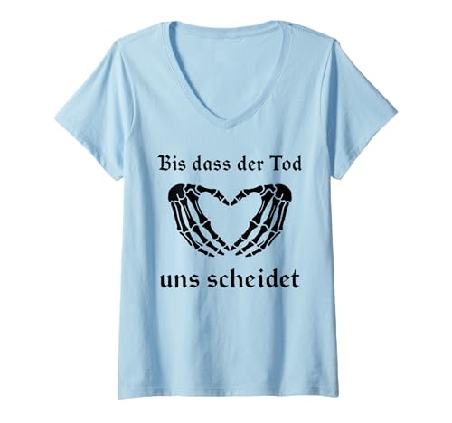 Damen BIS DASS DER Tod Uns SCHEIDET - Alte Skelett Liebe Hochzeit T-Shirt mit V-Ausschnitt Damen BIS DASS DER Tod Uns SCHEIDET - Alte Skelett Liebe Hochzeit T-Shirt mit V-Ausschnitt von BIS DASS DER TOD UNS SCHEIDET. Alte Skelett Heirat