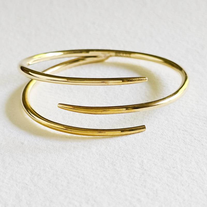 Messing Manschette Armreif Armband Oder Ring Doppel Spike Wickeln Verstellbar Talen Kollektion Exklusivem Bisjoux Design von BISJOUX