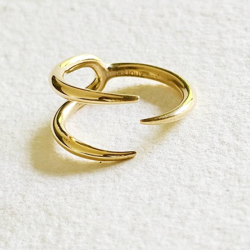 Messing Manschette Armreif Oder Ring Doppel Spike Wickeln Einstellbar Talon Kollektion Exklusivem Bisjoux Design von BISJOUX