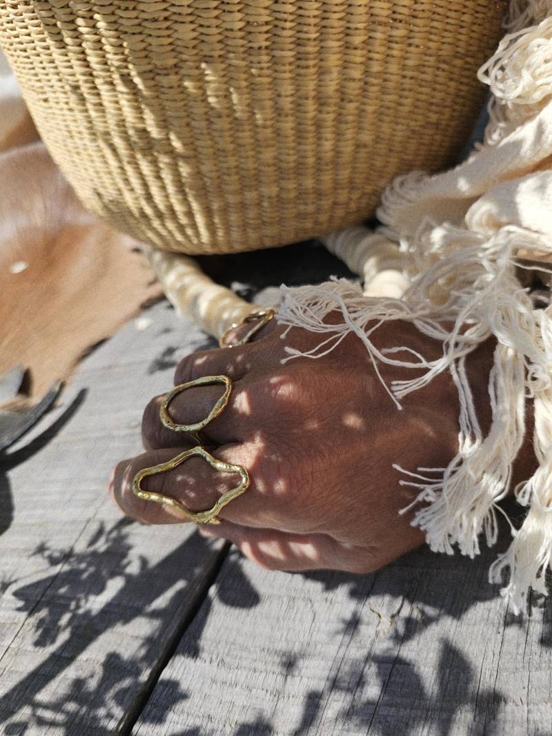 Rustikal Messing Ring Offenes Design Einzigartige Handgefertigte Verstellbare 3 Stile Bisjoux Exklusive von BISJOUX