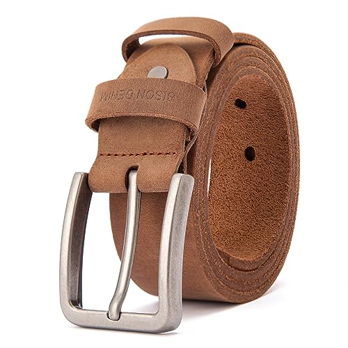 BISON DENIM Leder Gürtel Herren mit Dornschnalle - 38 mm Breite - Casual Freizeit Lederriemen - Hochwertiger Herren Gürtel für Männer von BISON DENIM