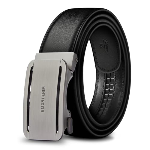 BISON DENIM Herren Gürtel Automatik Schnalle 35mm Breite Business Elegant Leder Gürtel mit Automatischer Schnalle für Männer Premium Qualität von BISON DENIM