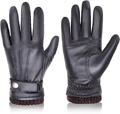 BISON DENIM Herren Echtleder Handschuhe Hohe Qualität Warmes Wollfutter Lederhandschuhe Smartphone Touch Funktion Herbst & Winter von BISON DENIM
