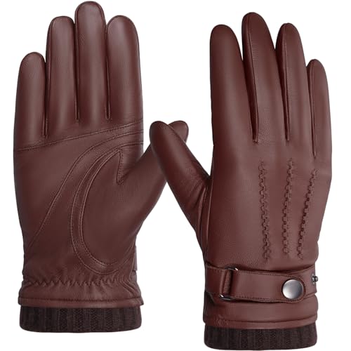 BISON DENIM Herren Winter Lederhandschuhe Warme Kaschmirhandschuhe Handschuhe Touchscreen-Funktion von BISON DENIM