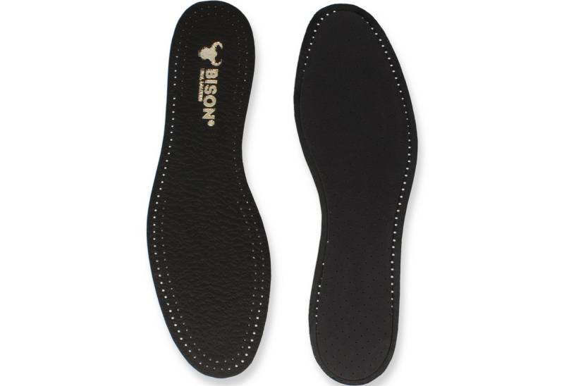 BISON Real Leather Einlegesohlen aus schwarz gegerbten Leder mit Aktivkohle (6-tlg., 1 Paar (2 Stück), Komforteinlegesohlen, dünne Einlagen von BISON Real Leather