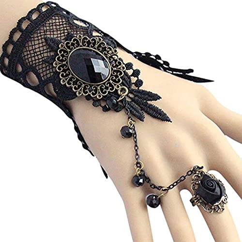 BISONBLUE Armbänder Damen Armband Bracelets Frauen 1 Stück Mode Frauen Armreif Schwarz Rose Blume Tropfen Armband Retro Zubehör von BISONBLUE