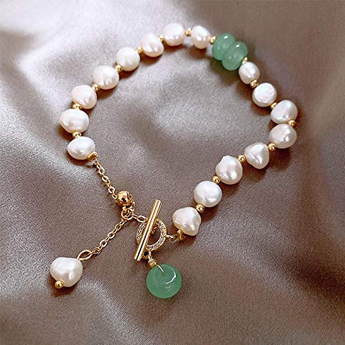 BISONBLUE Armbänder Damen Armband Bracelets Frauen Natürliches Süßwasser-Barockperlen-Armband Für Damen, Mädchen, Grüne Perlen, Damen-Armbänder, Mode, Gold BISONBLUE Armbänder Damen Armband Bracelets Frauen Natürliches Süßwasser-Barockperlen-Armband Für Damen, Mädchen, Grüne Perlen, Damen-Armbänder, Mode, Gold von BISONBLUE