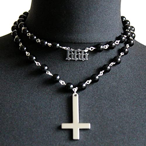 BISONBLUE Halskette Damen Anhänger Ketten Frauen Gothic Kreuz Mode Umgekehrtes Kreuz Symbol Hip Hop Punk Geschenk Schwarze Perlenkette Halskette 1 BISONBLUE Halskette Damen Anhänger Ketten Frauen Gothic Kreuz Mode Umgekehrtes Kreuz Symbol Hip Hop Punk Geschenk Schwarze Perlenkette Halskette 1 von BISONBLUE
