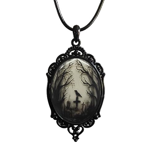BISONBLUE Halskette Herren Anhänger Chain Ketten Dame Geschenk Gothic Krähe Wald Charm Halskette Kreuz Krähe Anhänger Halskette Mystisches Geschenk Zubehör Seil Kette Goth Krähe Style1 von BISONBLUE
