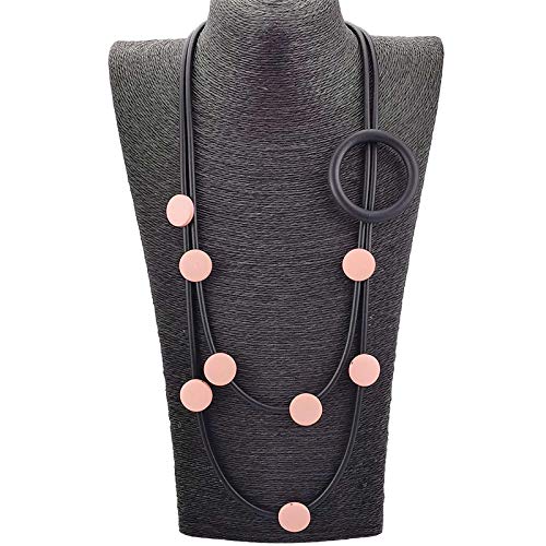 BISONBLUE Halskette für Damen Anhänger Frauen Herren Kette Pulloverkette Halsketten Gummi Gothic Pullover Halskette Kreis Zubehör Rosa von BISONBLUE