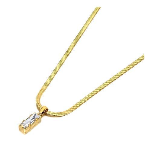 BISONBLUE Halskette für Damen Anhänger Frauen Herren Kette Pulloverkette Rechteckige Halskette Mit Anhänger Für Damen N22008G-Weiß von BISONBLUE