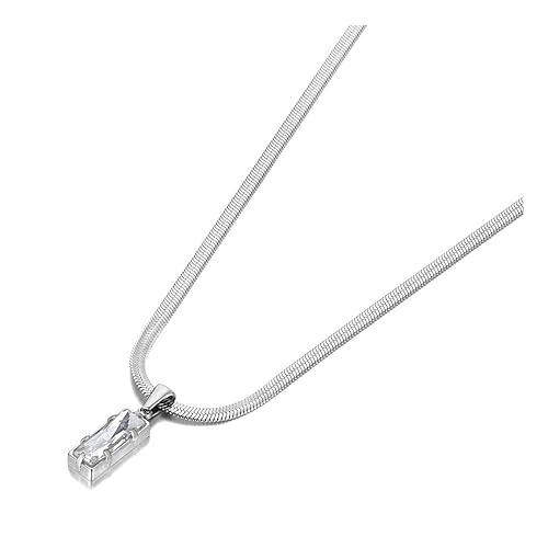 BISONBLUE Halskette für Damen Anhänger Frauen Herren Kette Pulloverkette Rechteckige Halskette Mit Anhänger Für Damen N22008P-Weiß von BISONBLUE