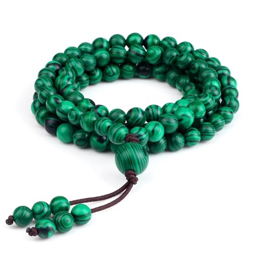 BISONBLUE Herren Damen Punk Halskette Malachit Perlen 6mm Naturstein 108 Perlen Armbänder Frauen Handgefertigte Gebet BISONBLUE Herren Damen Punk Halskette Malachit Perlen 6mm Naturstein 108 Perlen Armbänder Frauen Handgefertigte Gebet von BISONBLUE