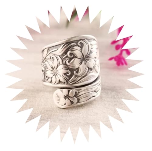 BISONBLUE Ring Ringe Dame Frauen Herren Fingerring Verlobungsring Eheringe 925 Modischer Vintage-Ring Mit Blattring Und Verstellbarer Blumenöffnung 8H290 Silberfarbe BISONBLUE Ring Ringe Dame Frauen Herren Fingerring Verlobungsring Eheringe 925 Modischer Vintage-Ring Mit Blattring Und Verstellbarer Blumenöffnung 8H290 Silberfarbe von BISONBLUE