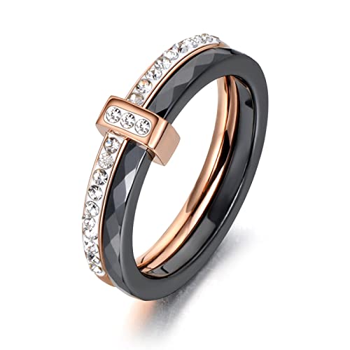 BISONBLUE Ringe Damen Damenschmuckring Rings Herren Geschenk Mode Schwarz Weiß Keramik Kristall Eheringe Für Frauen Mädchen Böhmen Ring 7Schwarz BISONBLUE Ringe Damen Damenschmuckring Rings Herren Geschenk Mode Schwarz Weiß Keramik Kristall Eheringe Für Frauen Mädchen Böhmen Ring 7Schwarz von BISONBLUE
