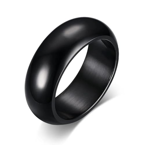 BISONBLUE Ringe Damen Rings Frauen Geschenk Modeaccessoires 7 mm klassischer Ring für Damen und Herren, gebogene Oberfläche, Unisex, neutral, schlicht, 12 Schwarz von BISONBLUE