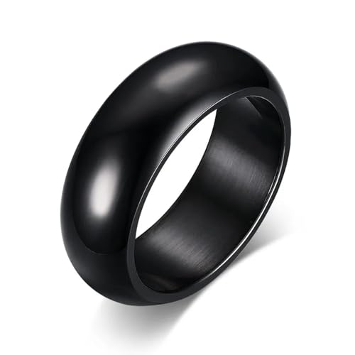 BISONBLUE Ringe Damen Rings Frauen Geschenk Modeaccessoires 7 mm klassischer Ring für Damen und Herren, gebogene Oberfläche, Unisex, neutral, schlicht, 7 Schwarz von BISONBLUE