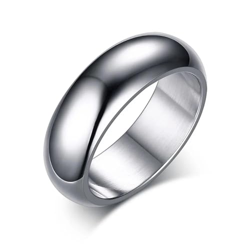 BISONBLUE Ringe Damen Rings Frauen Geschenk Modeaccessoires 7 mm klassischer Ring für Damen und Herren, gewölbte Oberfläche, Unisex, neutral, schlicht, 6 von BISONBLUE