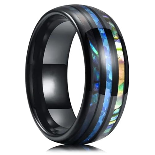 BISONBLUE Ringe Damen Rings Frauen Geschenk Modeaccessoires 8 mm Ring für Herren, Abalone-Muschel-Ring, modische Herren-Accessoires, 12 Schwarz von BISONBLUE